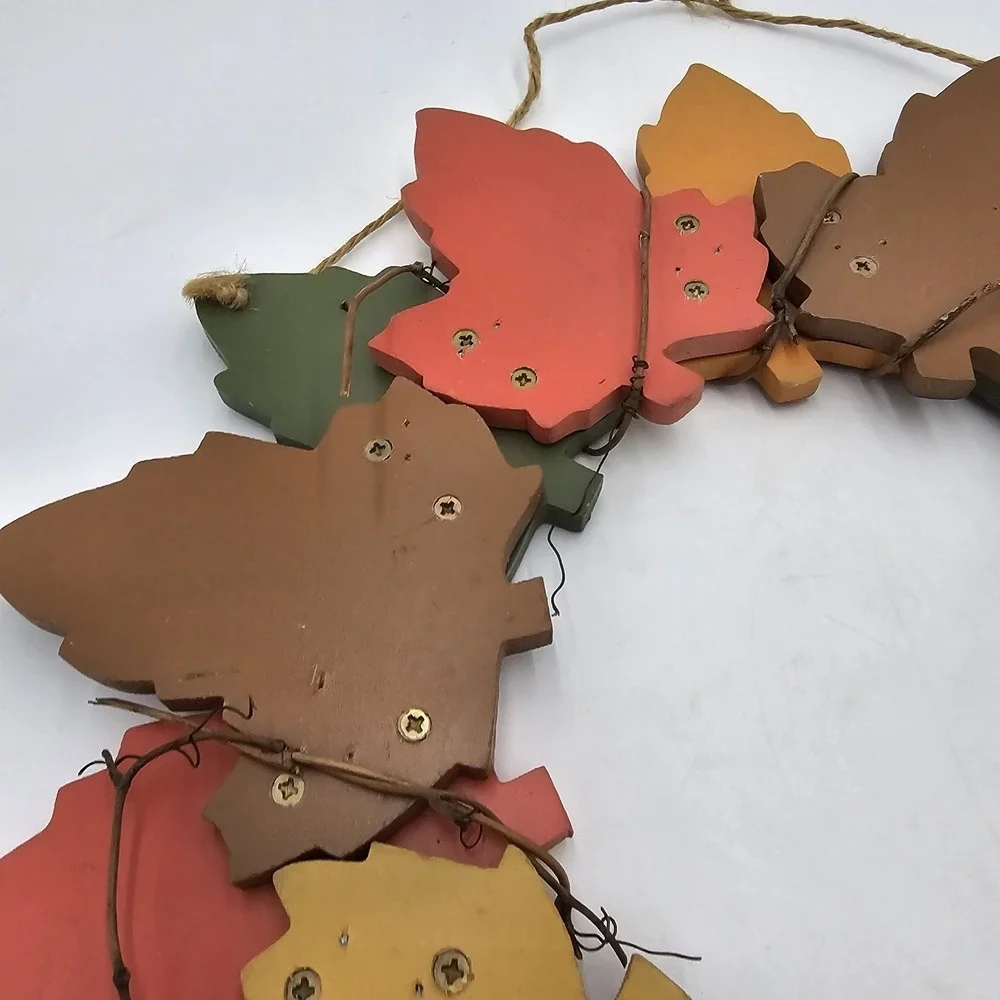 Fall Wreath Autumn Leaf Leaves Wall Door Hanging Farmhouse Country Cottage 14.5